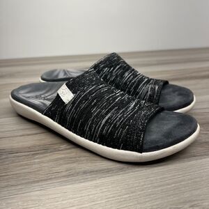 Spenco Womens Slides Slip On Black Sandals Comfort Orthotic Stretch Size 9B